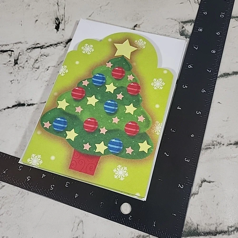 Snow Brights Christmas Cards Gumdrop Tree Matching Lot Of 10 With Envelopes